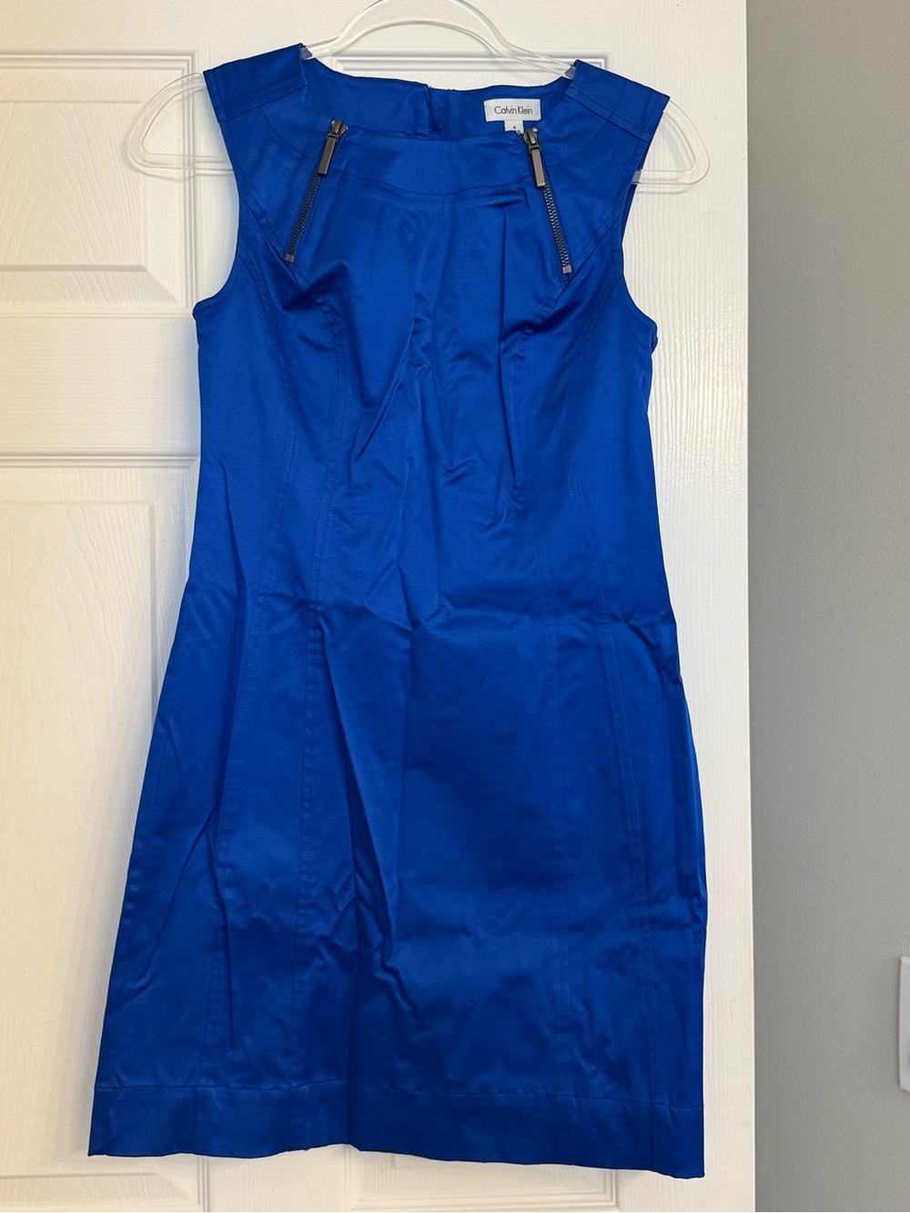 Calvin Klein Cobalt Blue Front-Zip Shift Top